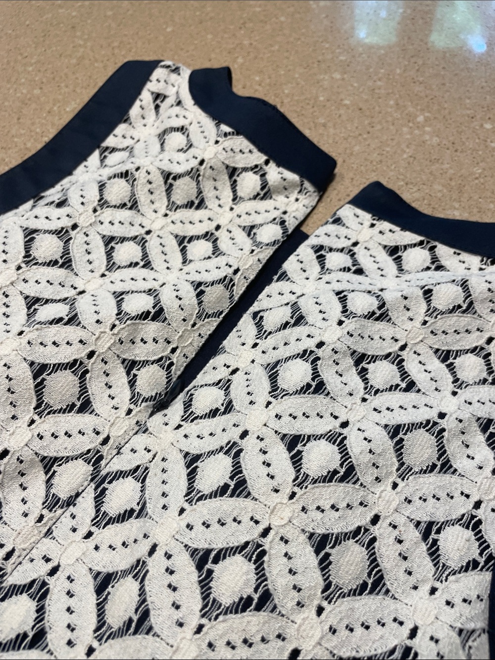 Ann Taylor Navy Midi Dress with Cream Lace Accents - Picture 11 of 12